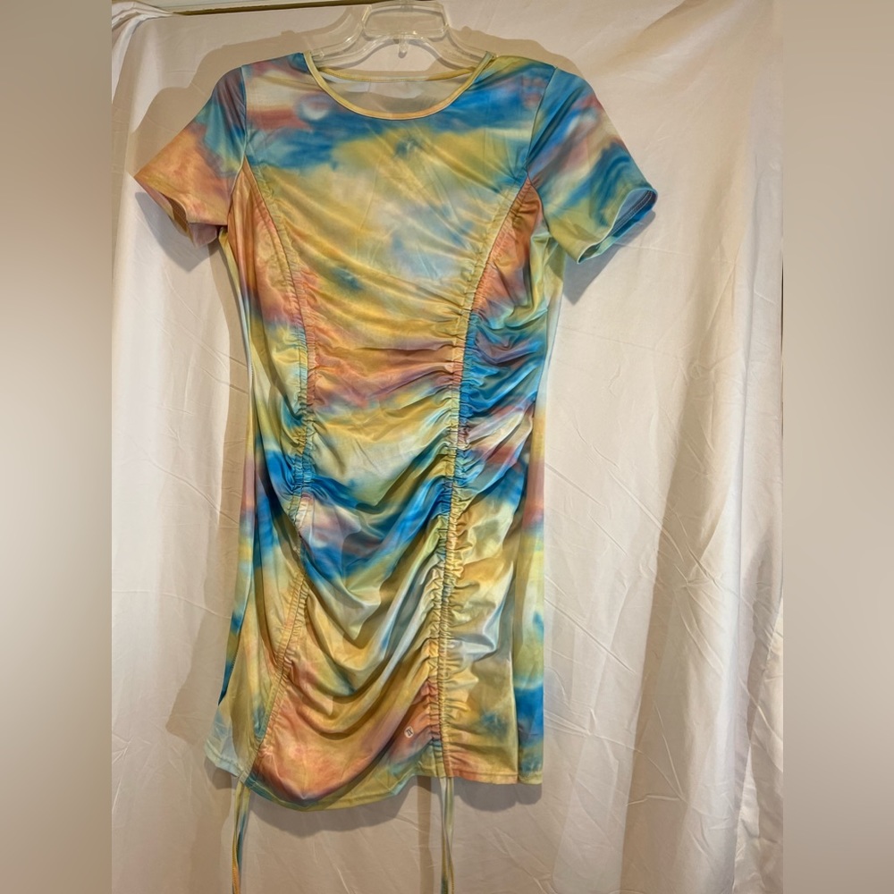 Drawstring rainbow dress